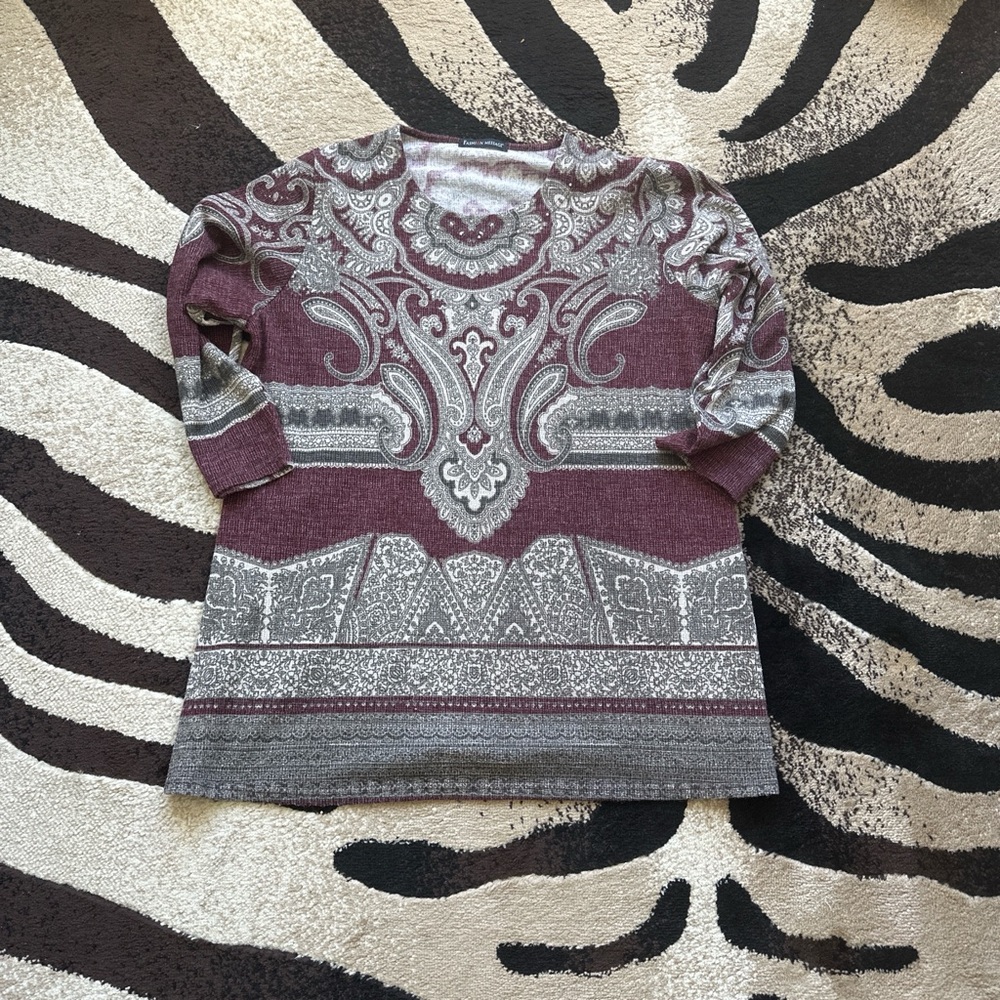 American Vintage Burgundy and Gray Mini Dress